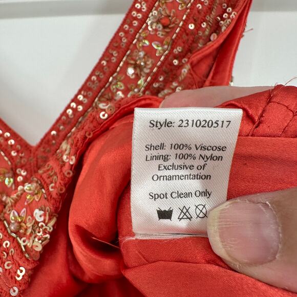 SANI Sequined Beaded Choli Cropped Top Bridal Event V Neck Back Paprika Medium - Picture 5 of 8